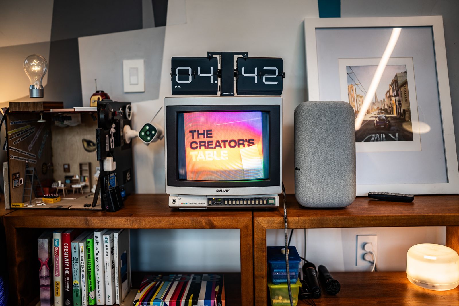 A retro CRT TV showing The Creator's Table